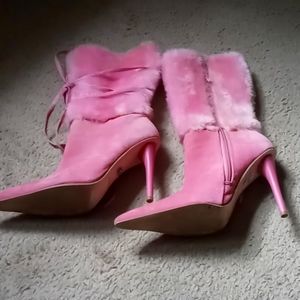 Michael Antonio Pink suede boots 61/2